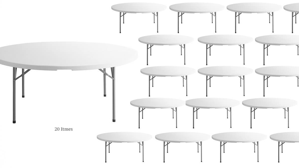 White 72 Inch Round Plastic Folding Table Y149