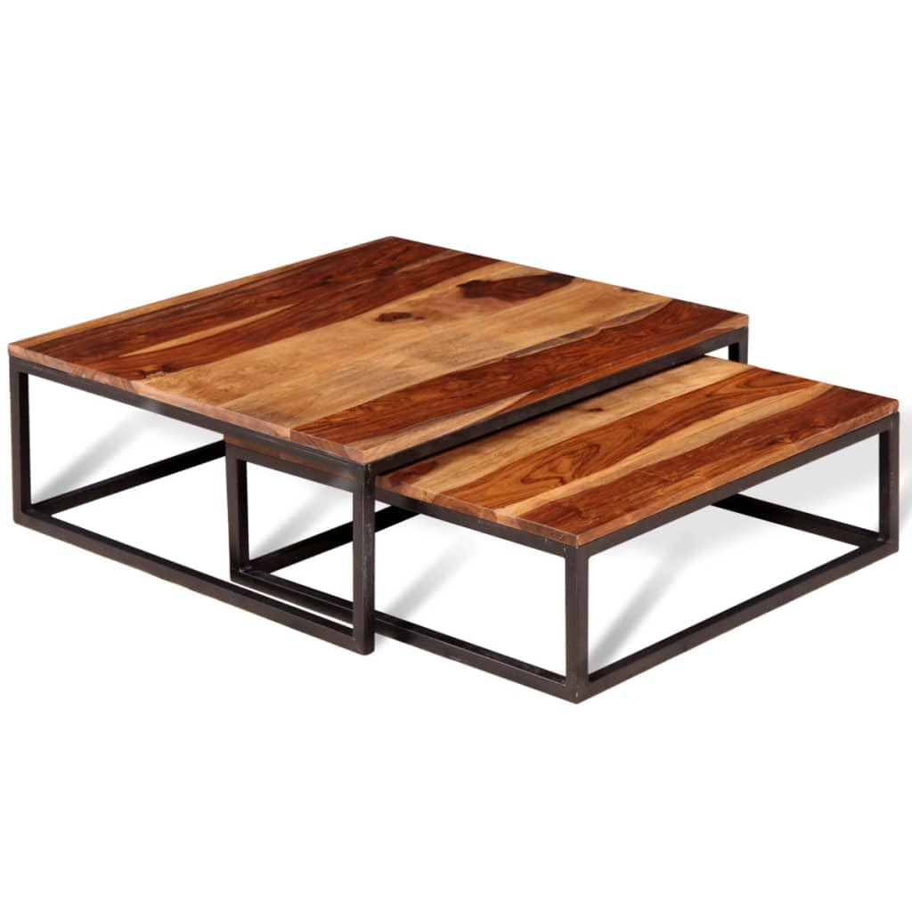 Two Piece Nesting Solid Sheesham Wood Coffee Table Set M967