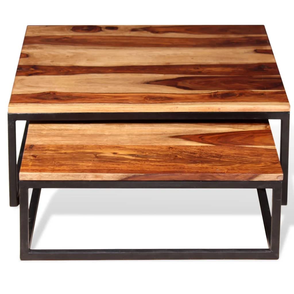 Two Piece Nesting Solid Sheesham Wood Coffee Table Set M967