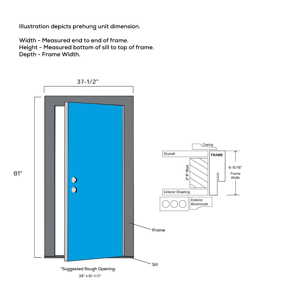 Primed Left Hand Outswing 1/2 Lite 2-Panel Clear Glass Steel Prehung Front Door 36" x 80" B892