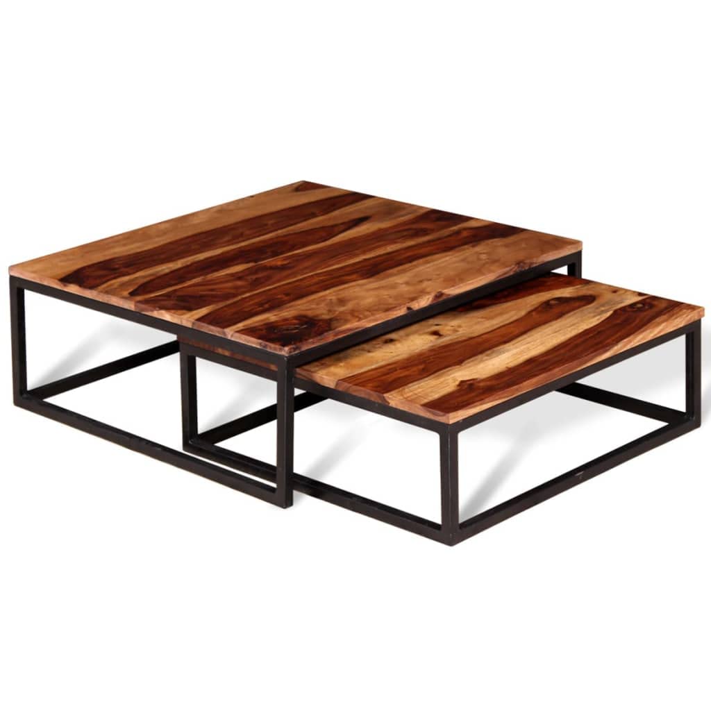 Two Piece Nesting Solid Sheesham Wood Coffee Table Set M967