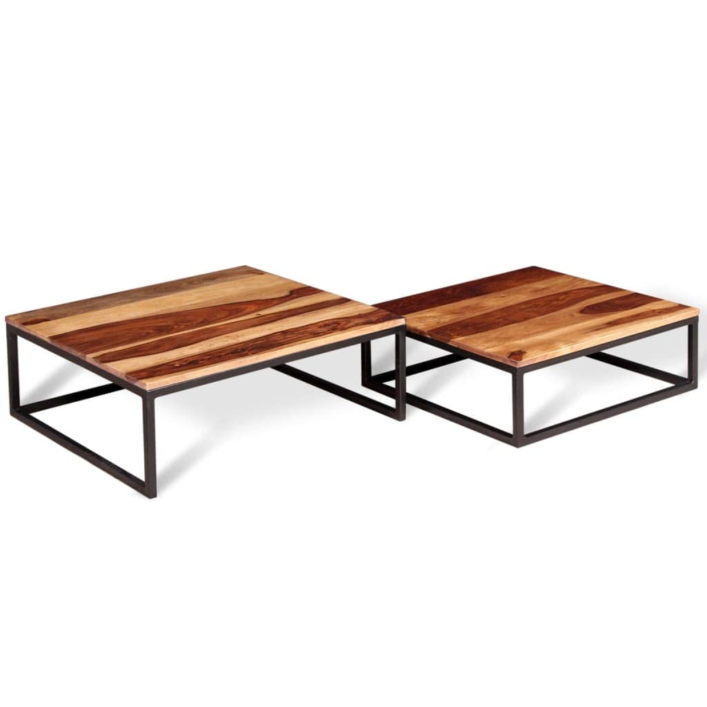 Two Piece Nesting Solid Sheesham Wood Coffee Table Set M967
