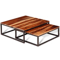 Two Piece Nesting Solid Sheesham Wood Coffee Table Set M967