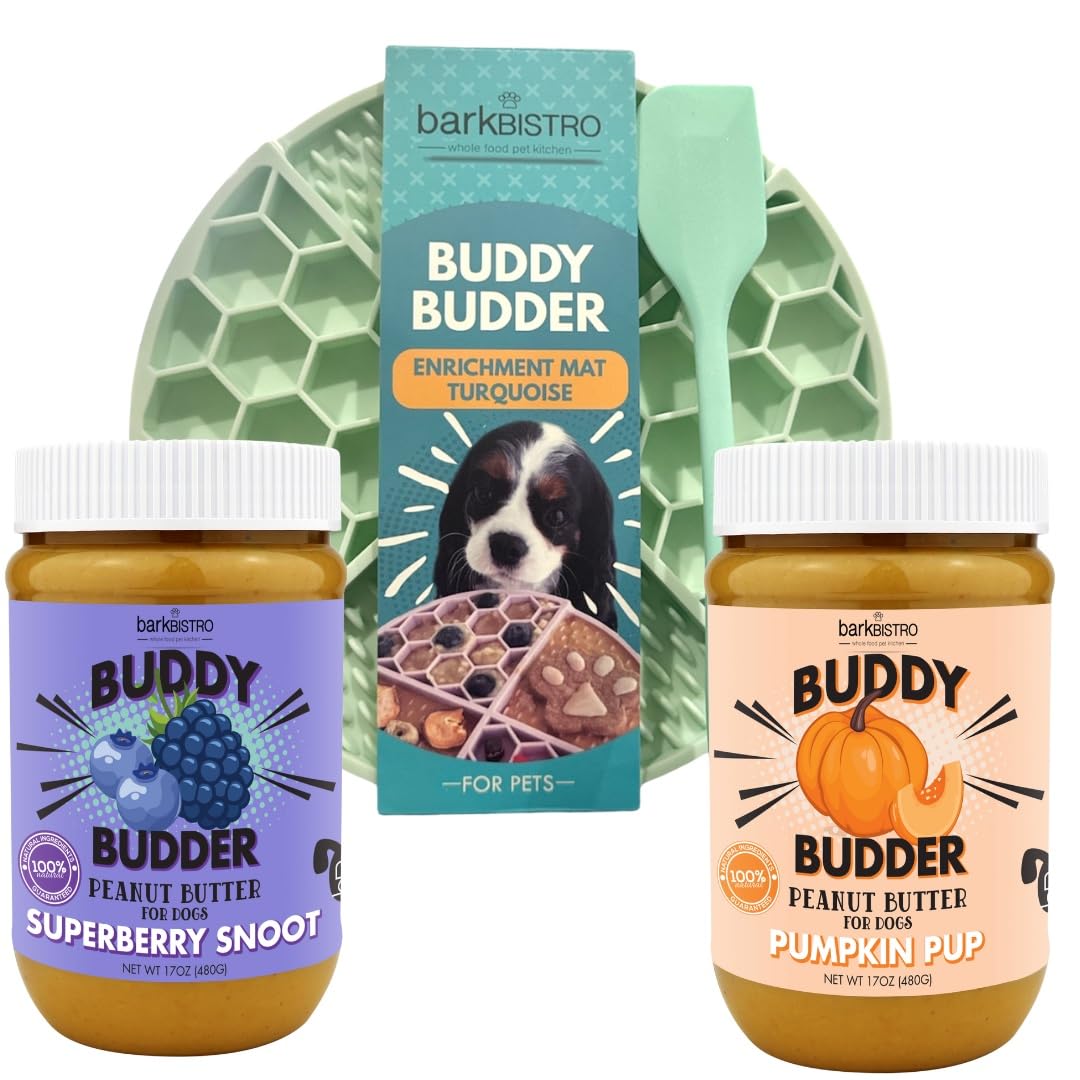 Natural Peanut Butter Dog Treats Set of 2 with Lickmat H925146