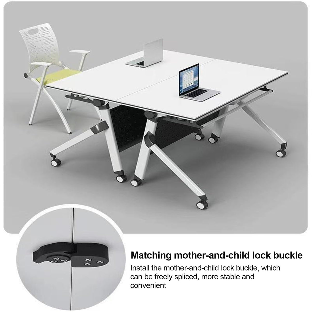 Folding Conference Table with Silent Wheels 120-180cm T114