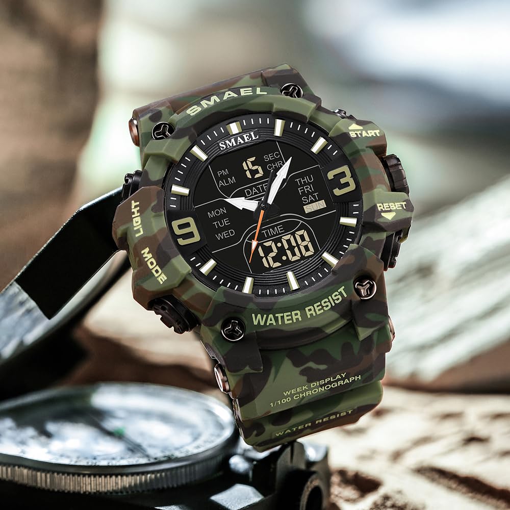 Men Tactical Analog Digital Sport Watch 50M LED C907