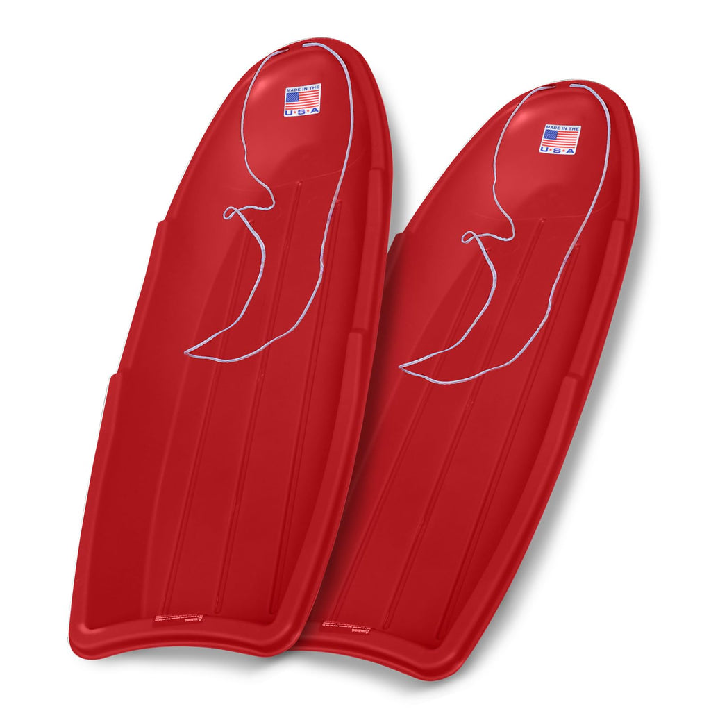 Red 48 Inch Plastic Toboggan Snow Sled W881