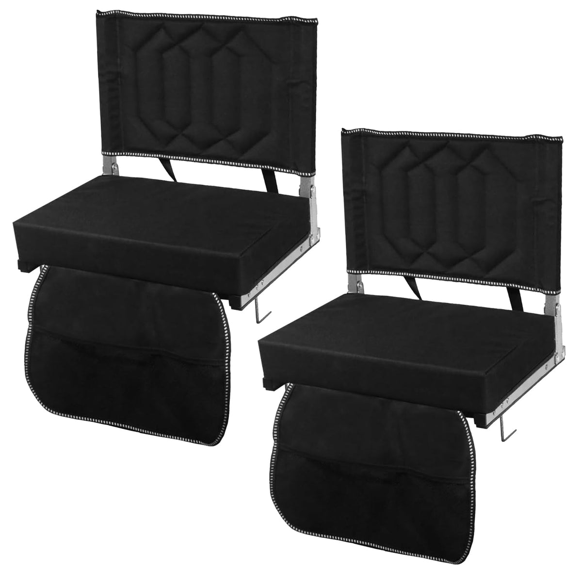 Black 2 Pack Cushioned Stadium Seats for Bleachers with Back Support S25933