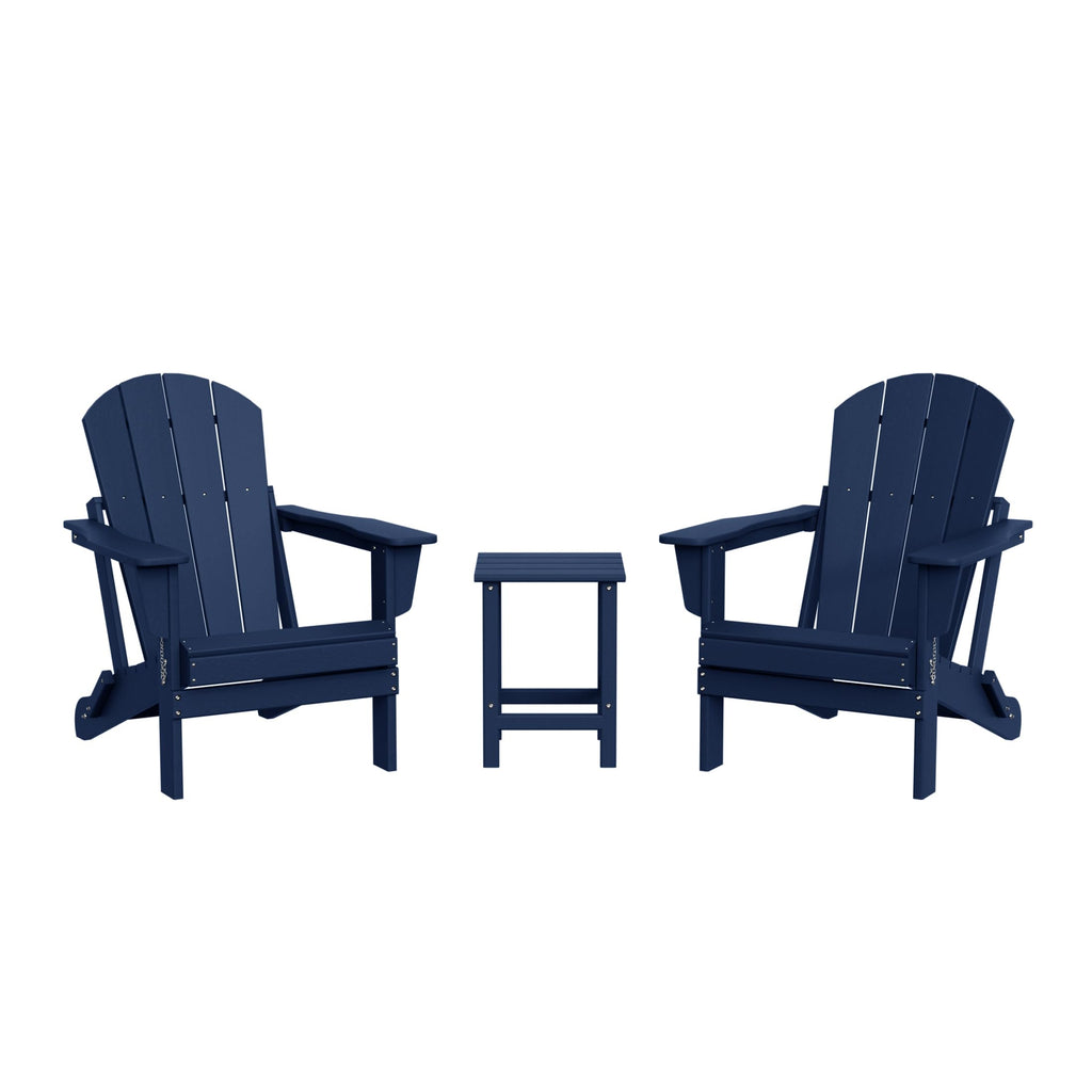 Navy Blue 3-Pieces Adirondack Chairs Set with Side Table K44335
