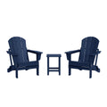 Navy Blue 3-Pieces Adirondack Chairs Set with Side Table K44335