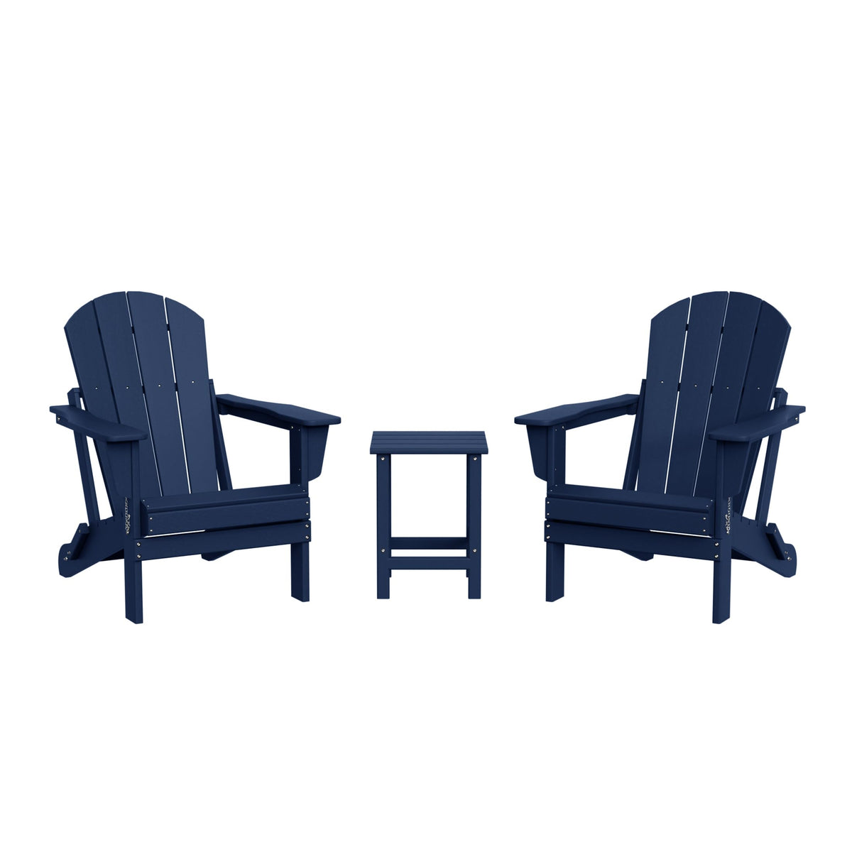 Navy Blue 3-Pieces Adirondack Chairs Set with Side Table K44335