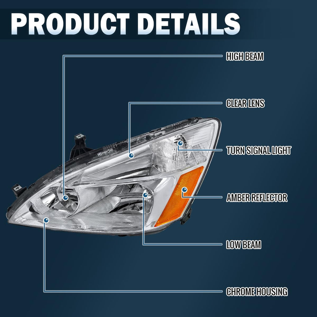2003-2007 Honda Accord Sedan Coupe Headlights Left + Right F154117