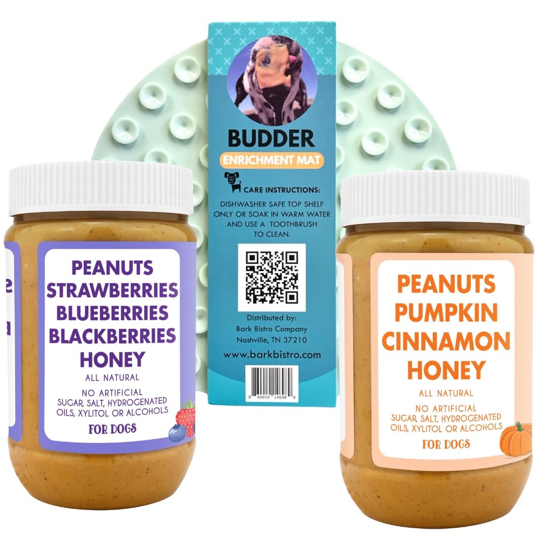 Natural Peanut Butter Dog Treats Set of 2 with Lickmat H925146