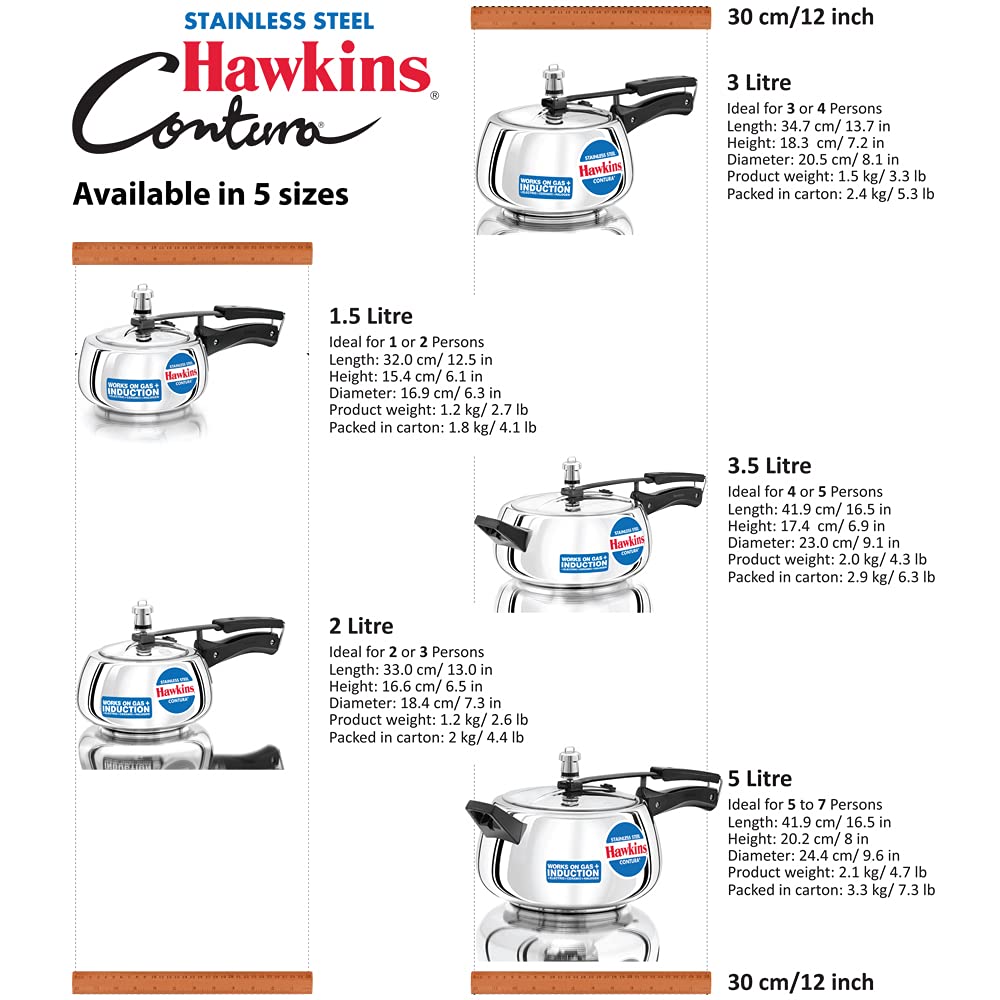 Stainless Steel Pressure Cooker, 3 Liter W361