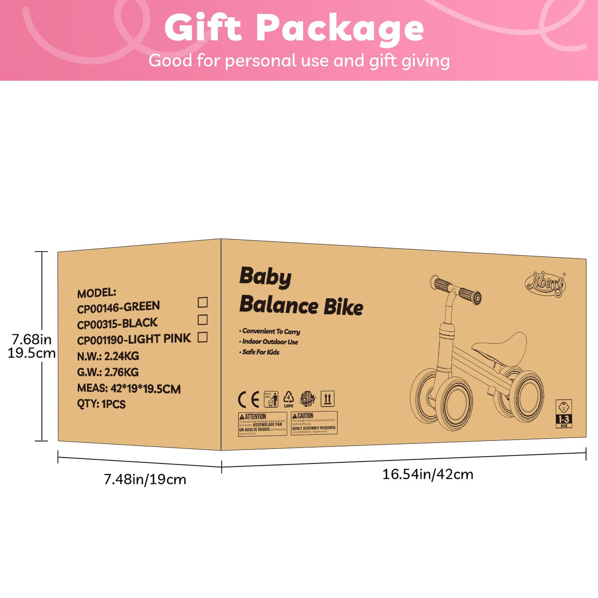 Pink Adjustable Baby Balance Bike S56934