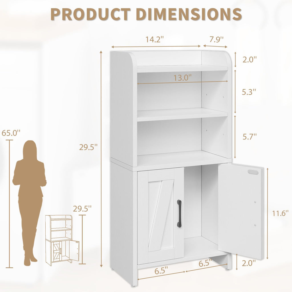White Small Bathroom Storage Cabinet with 2 Doors and Shelves R692
