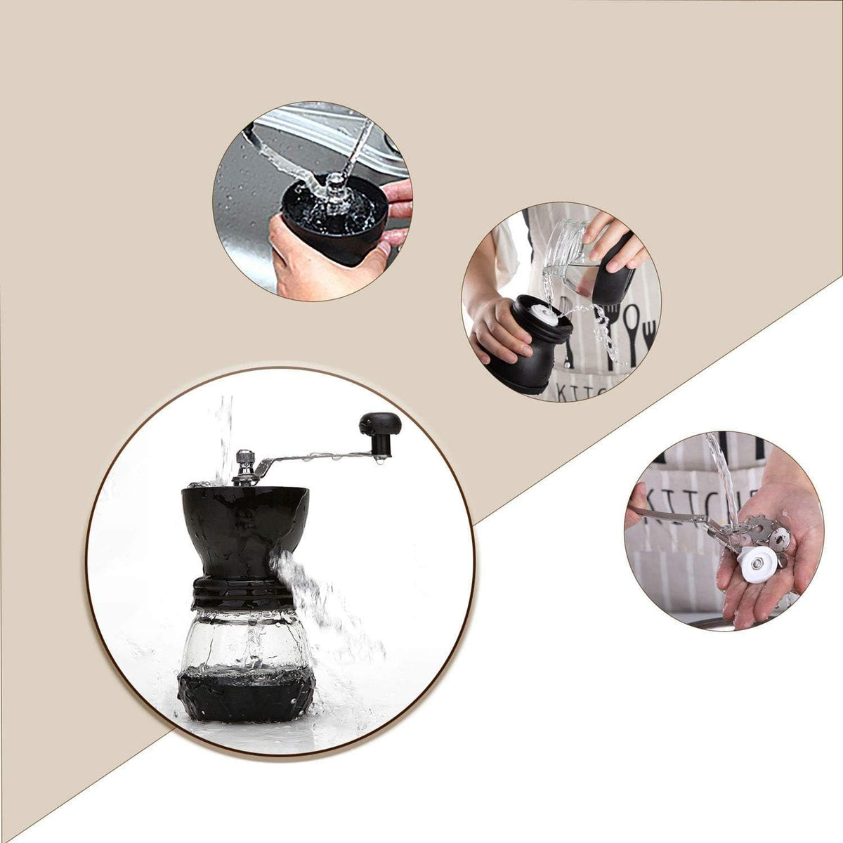 Manual Coffee Grinder with Ceramic Burr and 2 Glass Jars A79914