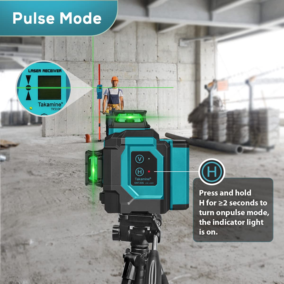 Green 3x360° 12 Lines Self Leveling Laser Level A36361