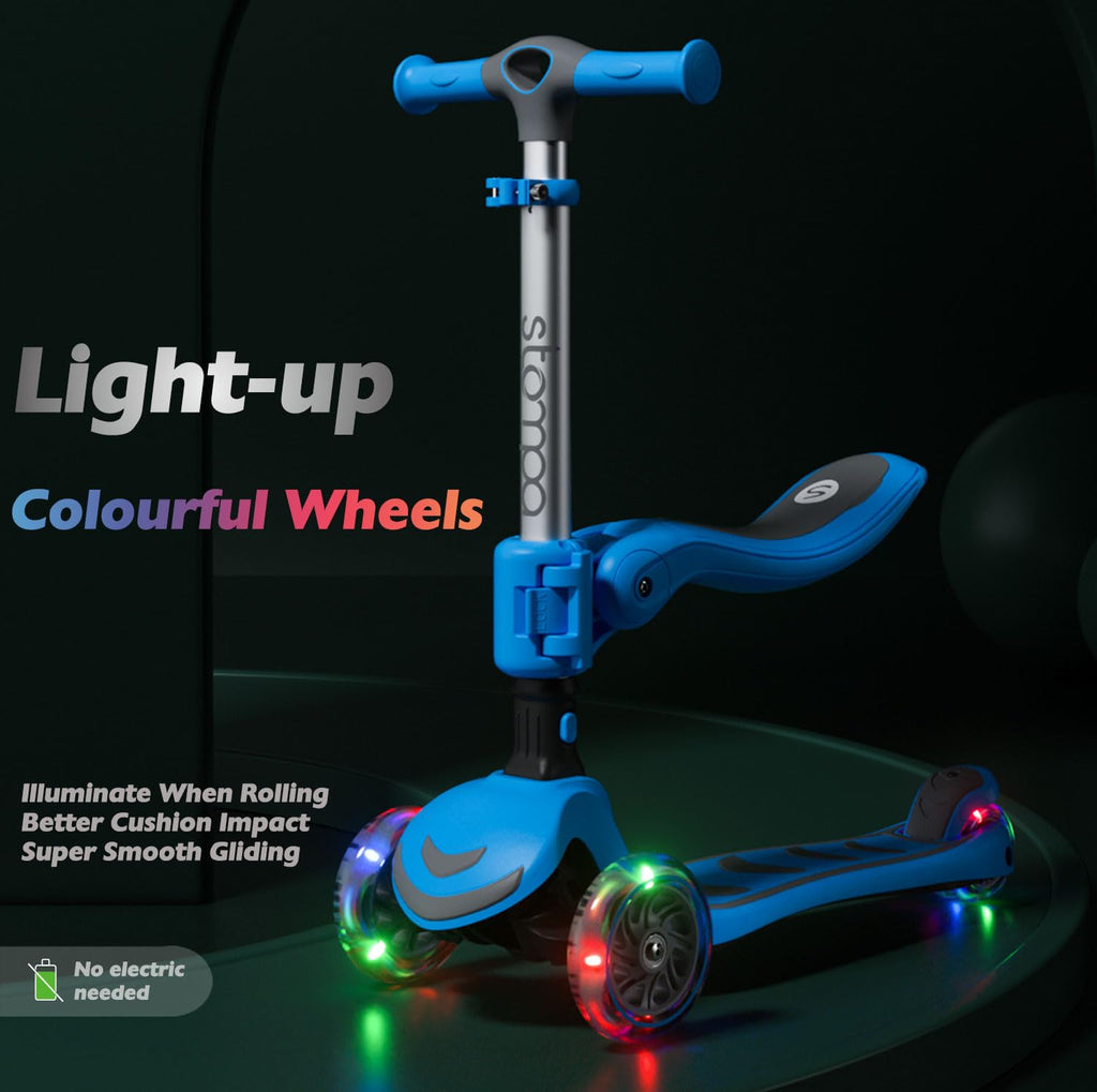2-in-1 Light Up 3 Wheel Toddler Scooter with Seat E266824