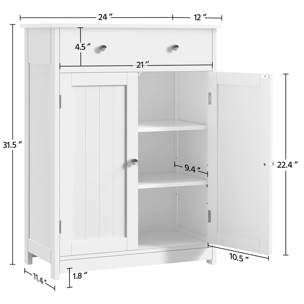 White Bathroom Storage Cabinet with Drawer and 2 Doors M79260