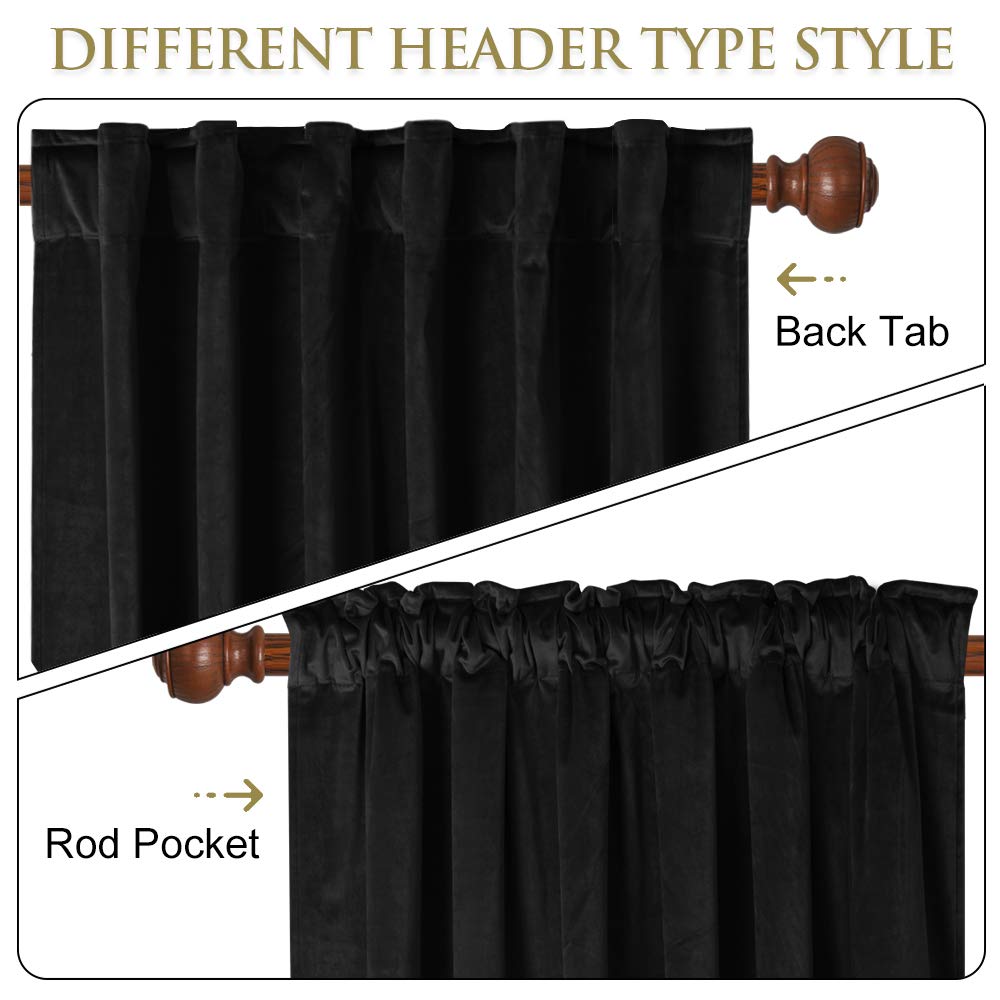 Black Velvet Blackout Curtains 2 Panels R146