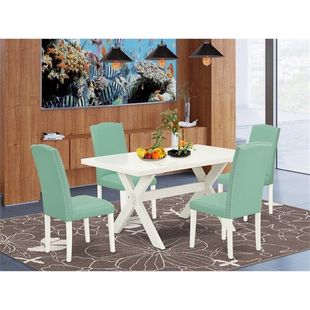 5 Piece Kitchen Table Set with Faux Leather Chairs D5521