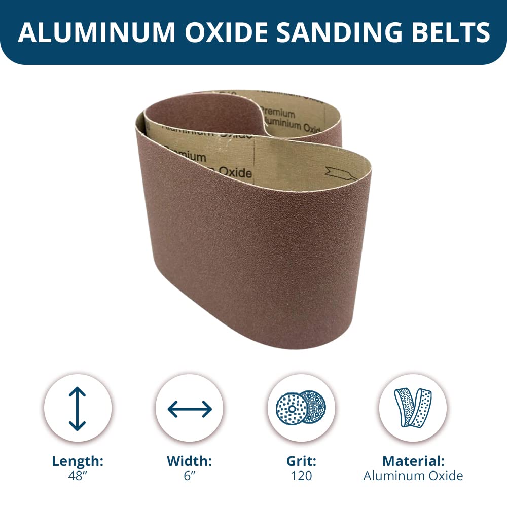 6” x 48” Aluminum Oxide Sanding Belts 120 Grit 2 Pack S90430