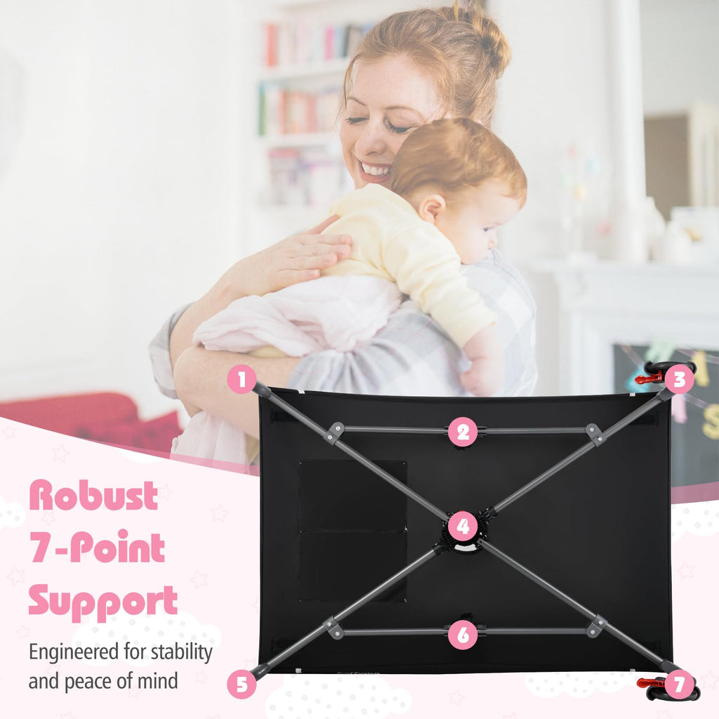 4 in 1 Folding Playpen with Bassinet and Carry Bag Z386317