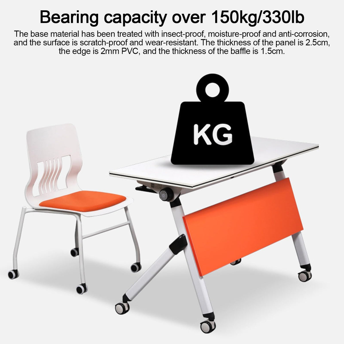 Folding Conference Table with Silent Wheels 120-180cm T114