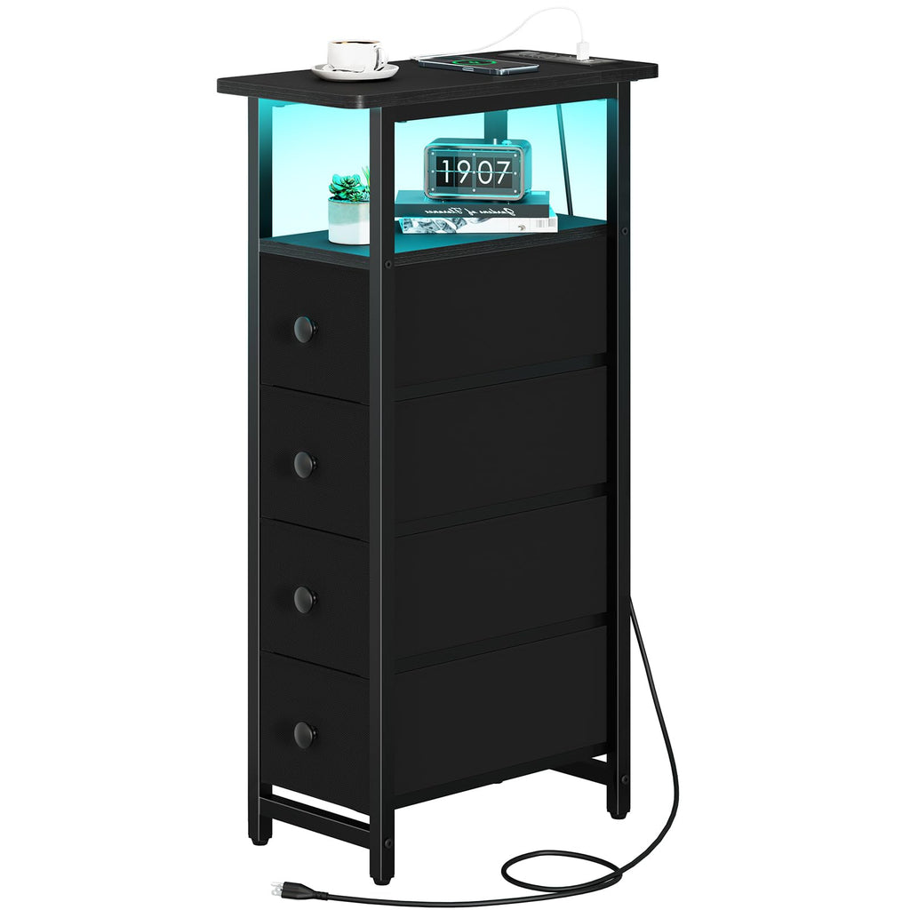 Narrow Nightstand with Charging Station X419866