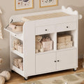 White 2 Drawer Baby Changing Table with Wheels O211