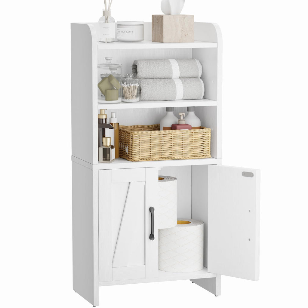 White Small Bathroom Storage Cabinet with 2 Doors and Shelves R692