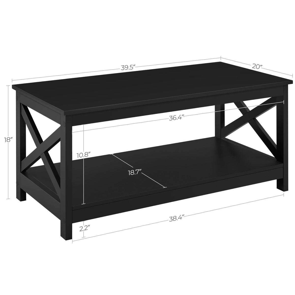 Black Coffee Table with Storage Shelf O33397