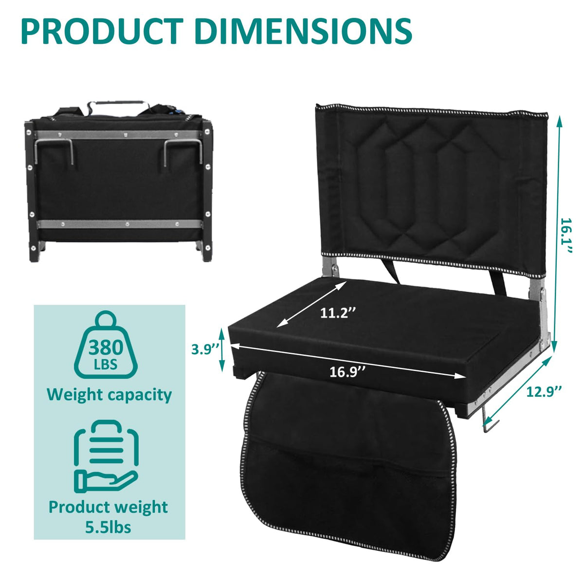 Black 2 Pack Cushioned Stadium Seats for Bleachers with Back Support S25933