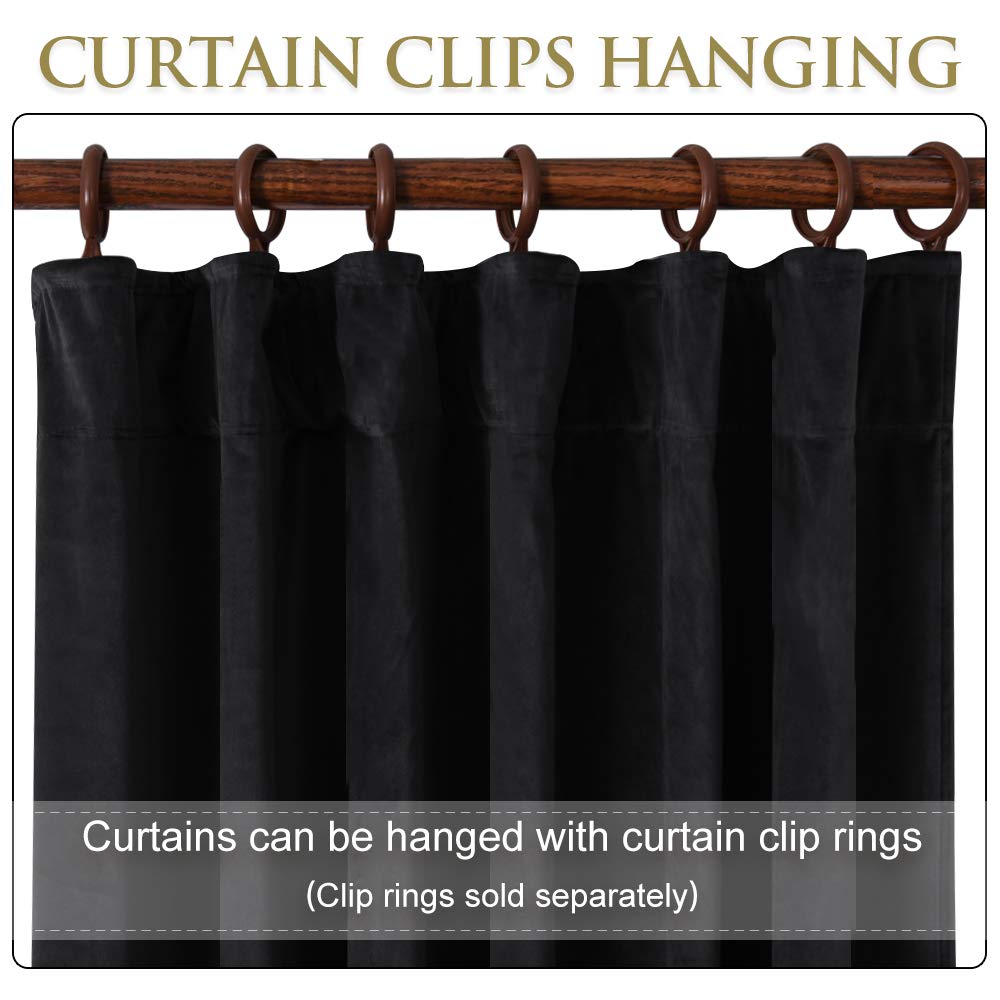 Black Velvet Blackout Curtains 2 Panels R146