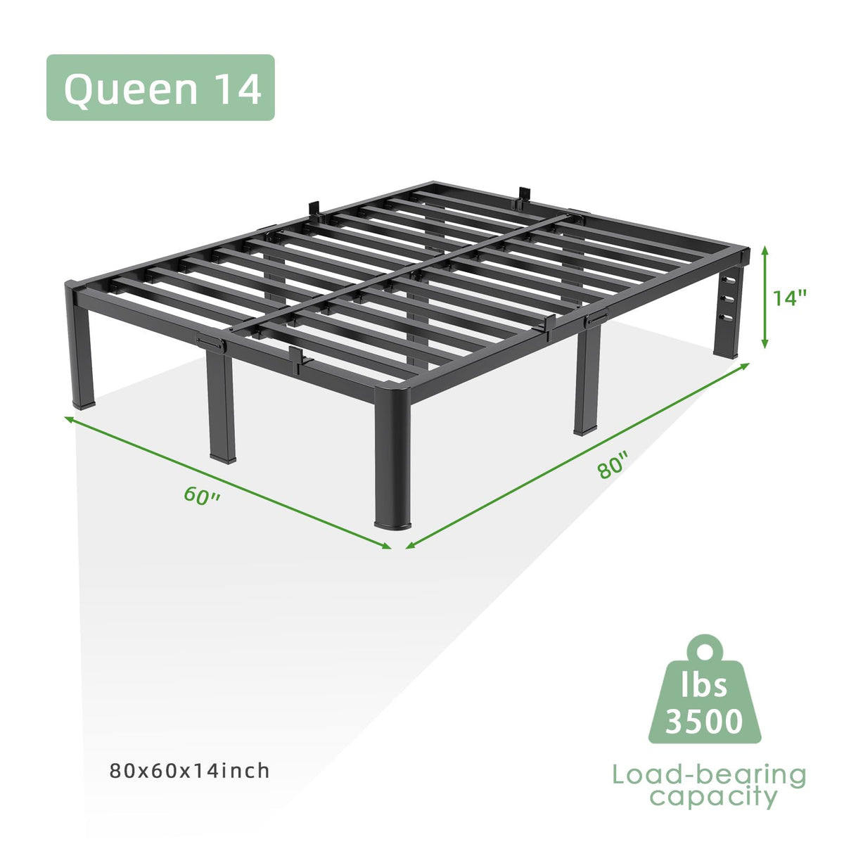 Queen 14 Inch Steel Platform Bed Frame E20725