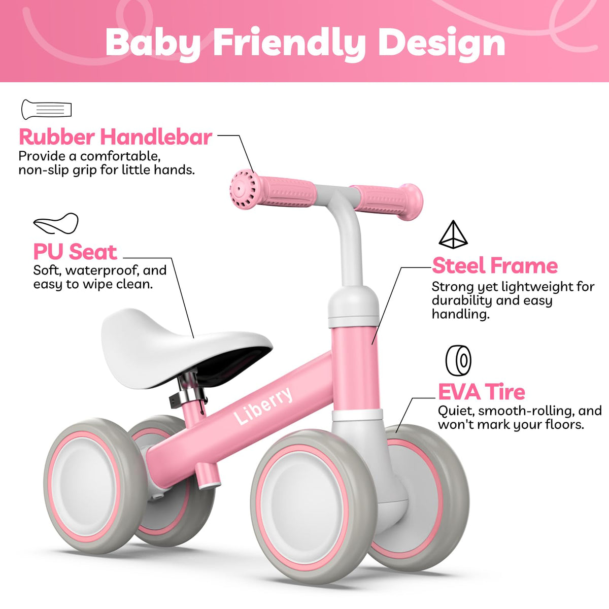 Pink Adjustable Baby Balance Bike S56934