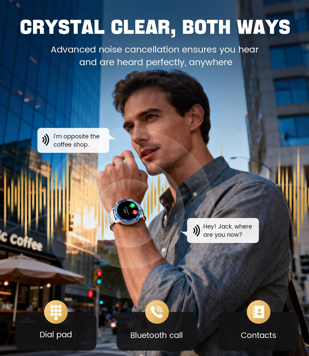 Smart Watch with Heart Rate SpO2 Sleep Monitor IP68 Waterproof Silver Blue 40mm K547575