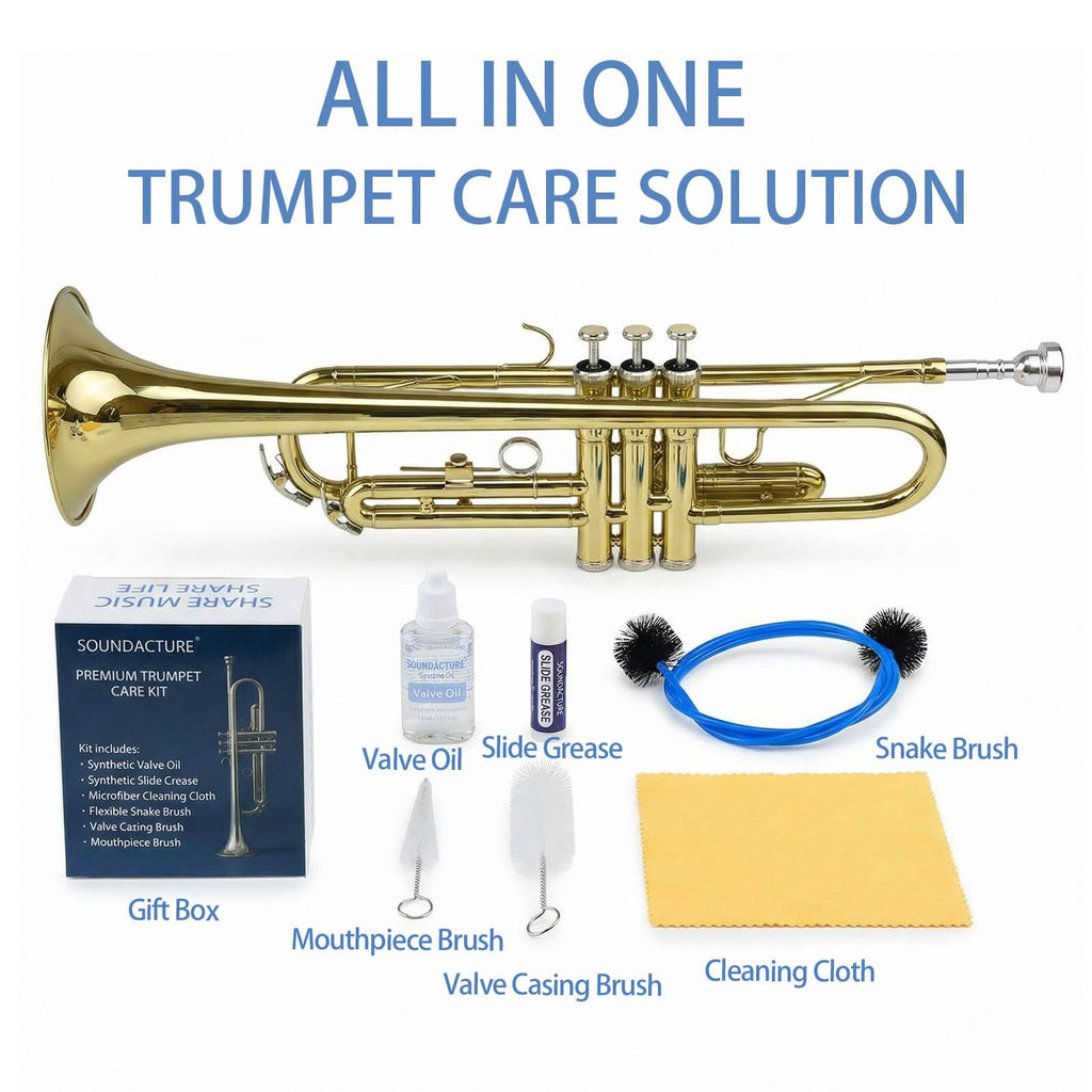 Trumpet Cleaning Kit with Valve Oil, Slide Grease, Brushes & Cloth S60384