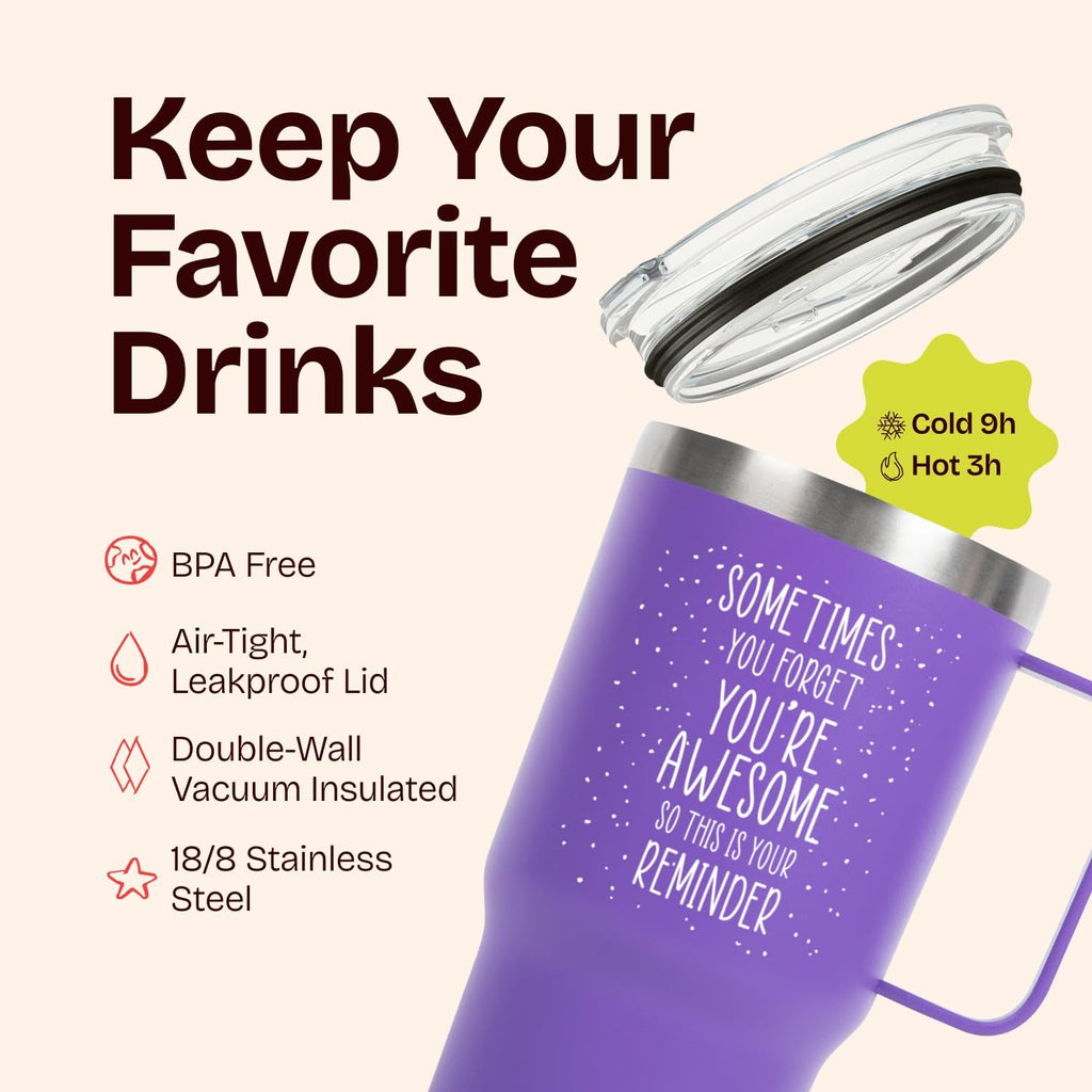 20 Ounce Vacuum Insulated Tumbler With Handle Purple G8149