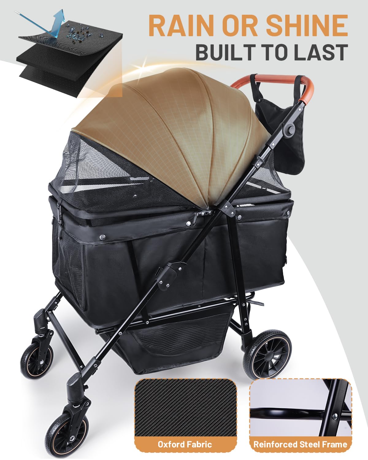 Foldable Ventilated Dog Stroller with Canopy C670