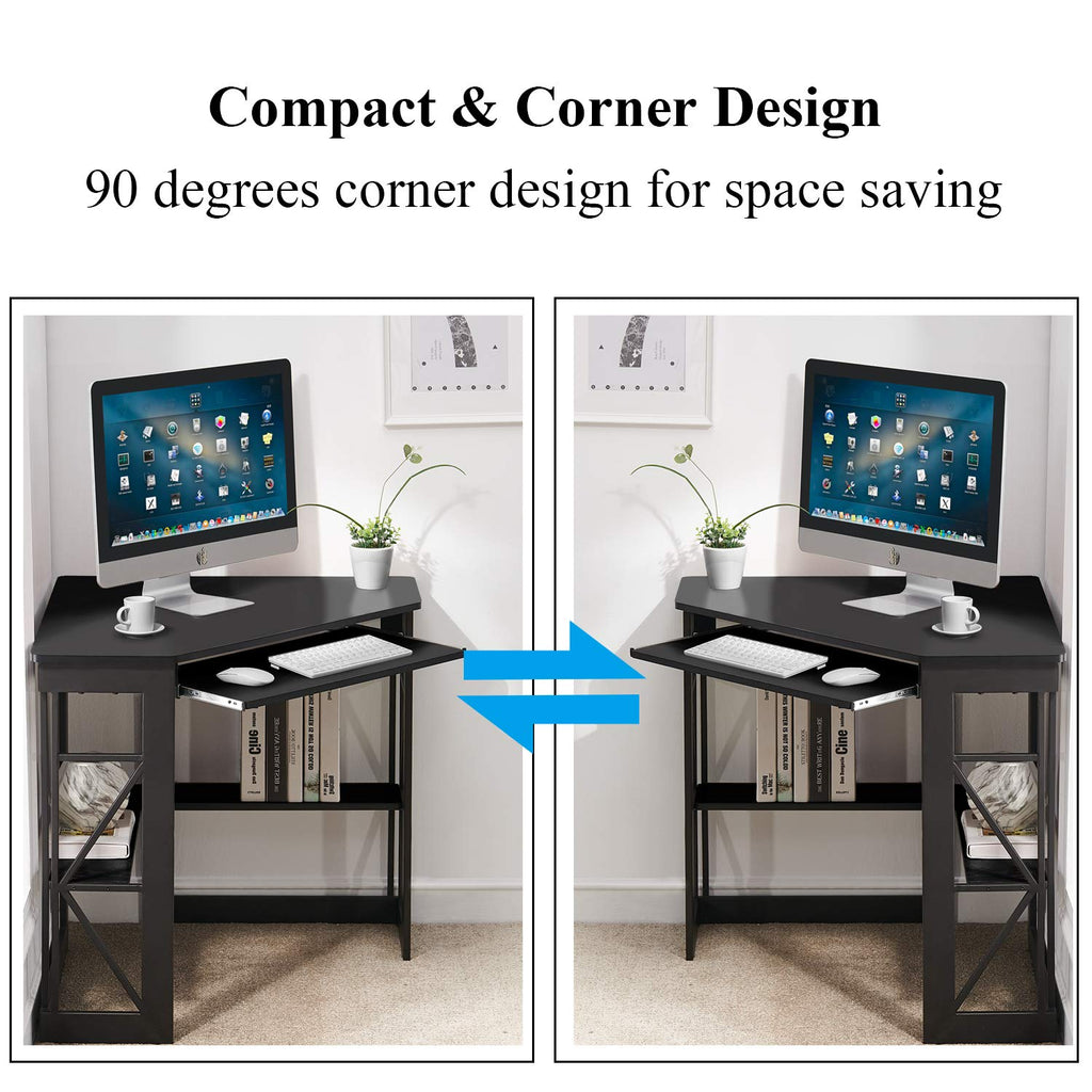 Black Corner Computer Desk with Keyboard Tray P217816