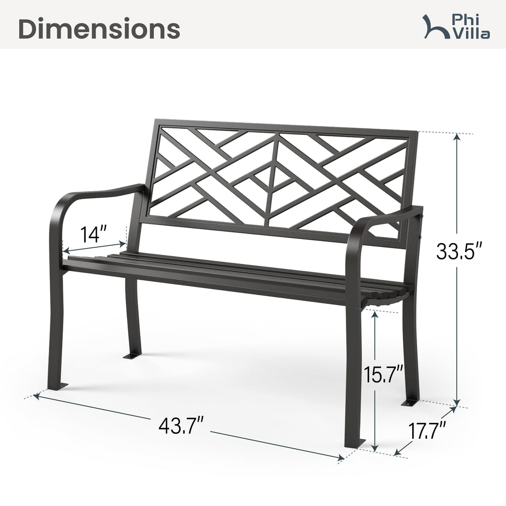 Black 43 Inches Outdoor Garden Bench Z405
