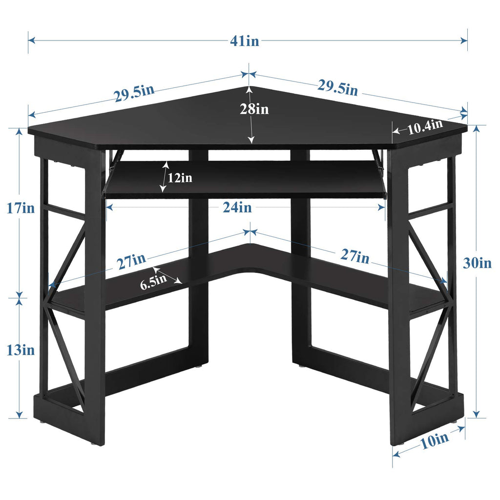 Black Corner Computer Desk with Keyboard Tray P217816