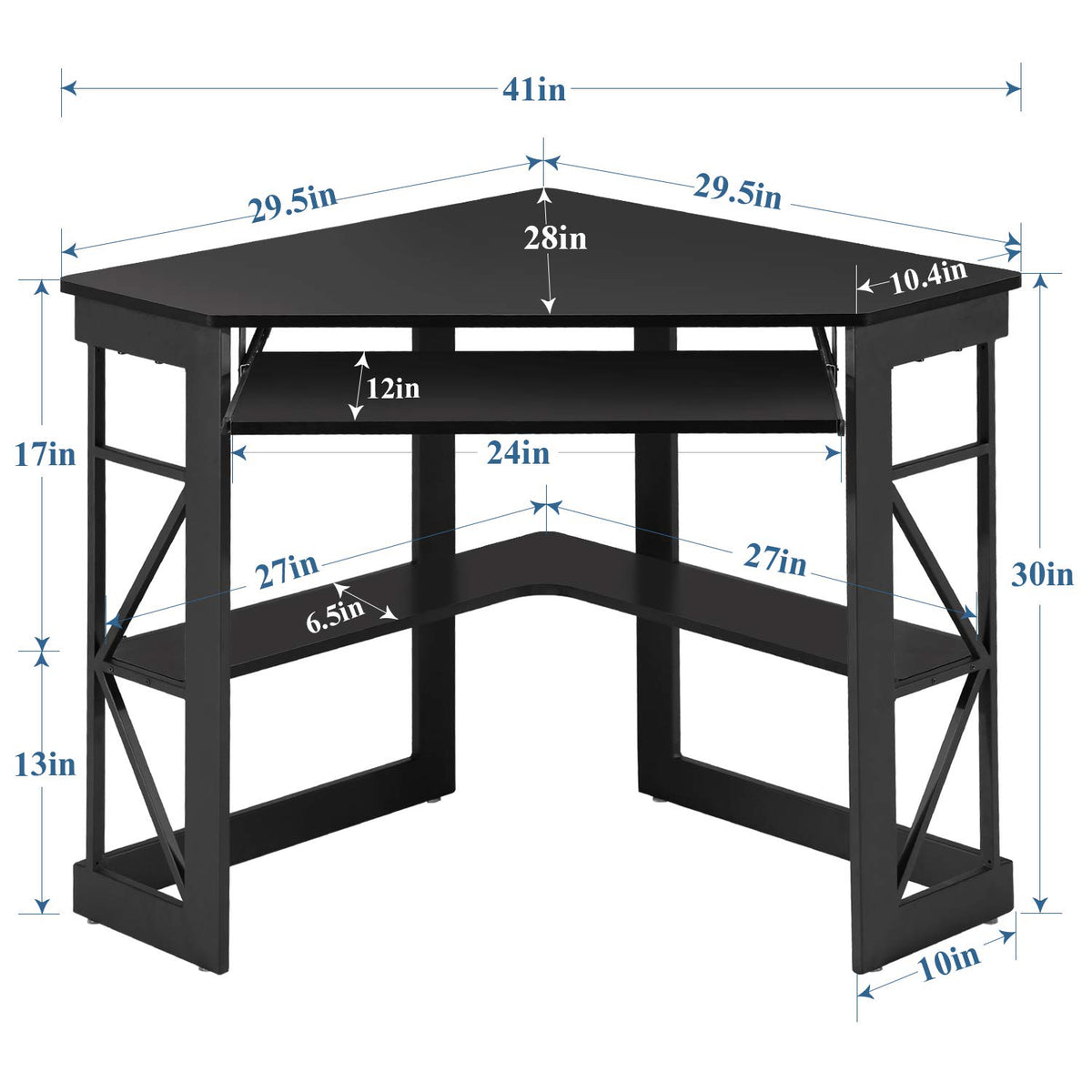 Black Corner Computer Desk with Keyboard Tray P217816