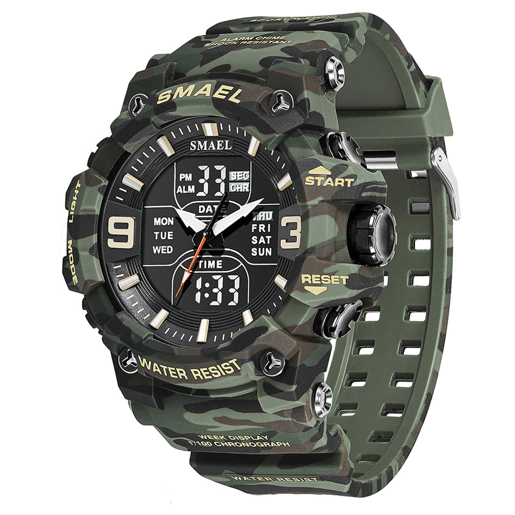 Men Tactical Analog Digital Sport Watch 50M LED C907