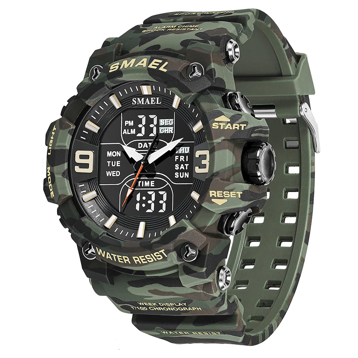 Men Tactical Analog Digital Sport Watch 50M LED C907