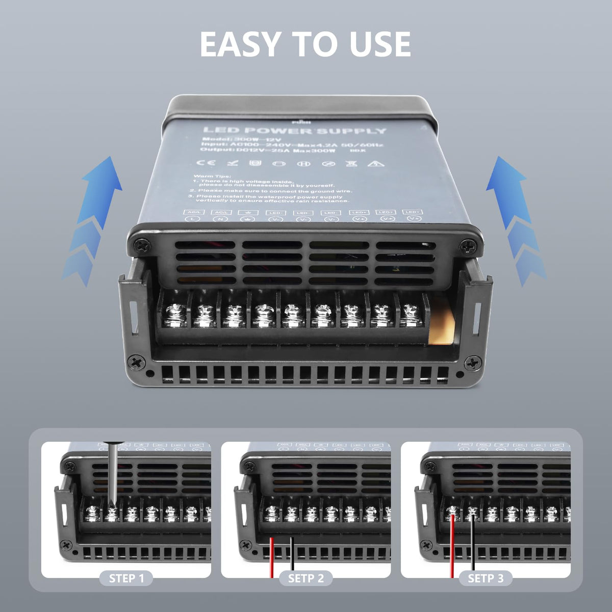 12V 200W Rainproof IP44 LED Power Supply U2303
