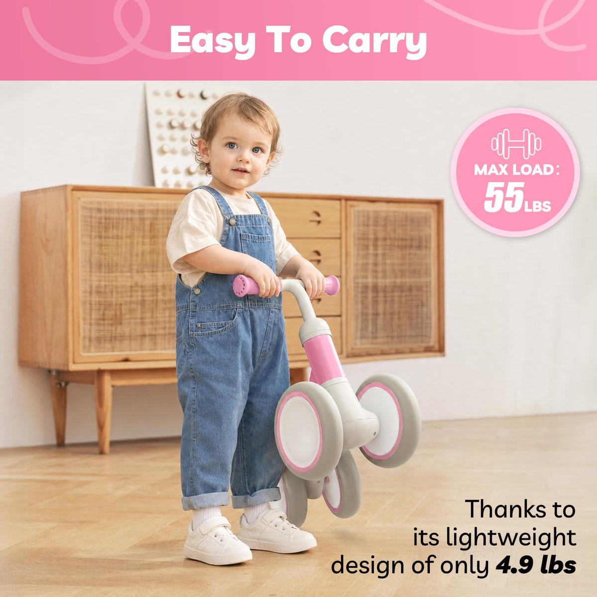 Pink Adjustable Baby Balance Bike S56934