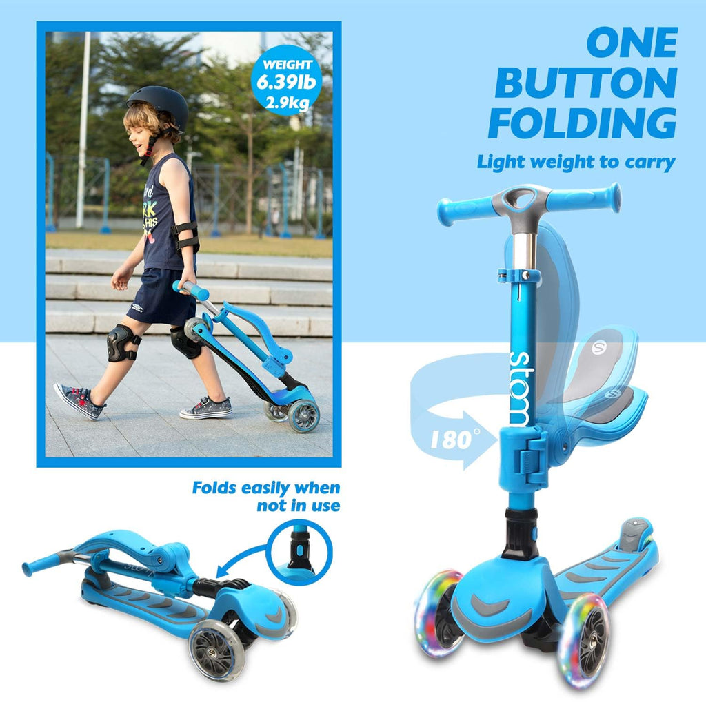 2-in-1 Light Up 3 Wheel Toddler Scooter with Seat E266824